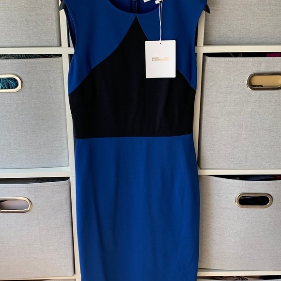Diane Von Furstenberg Colorblock Sheath Dress NWT Size 0 - Picture 4 of 9